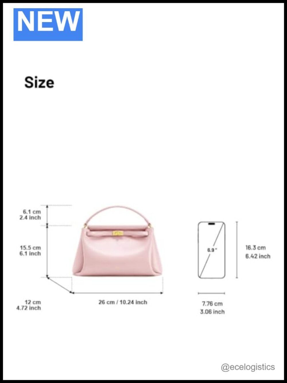 Vegan Leather Top Handle Satchel Purse - Picture 5 of 5